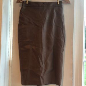 Brown faux leather pencil skirt